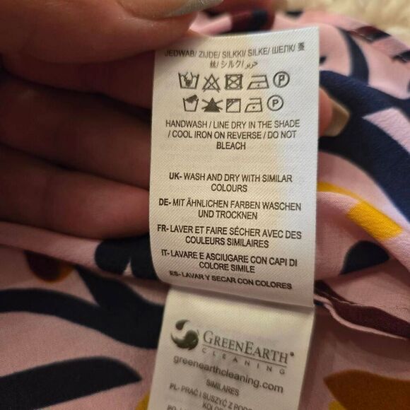 Boden Silk Blouse Pink Print 16 - Picture 9 of 10